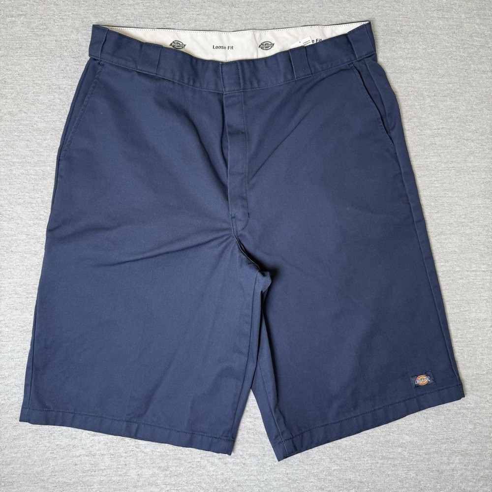 Dickies Mens Shorts 40 Navy Blue Loose Fit Multi-Pocket Workwear Twill Skater